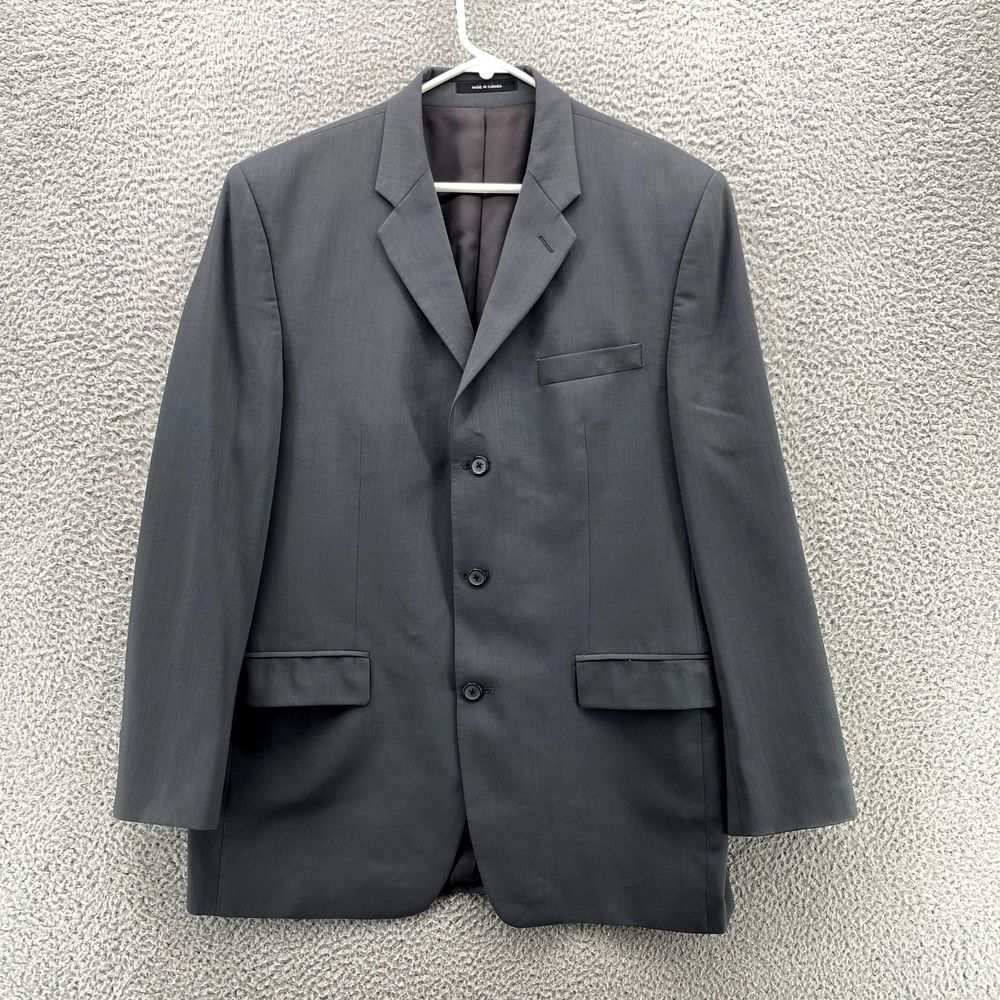 Vintage Polo Ralph Lauren Jacket 42L Gray Wool Blue Label Sport Coat Blazer Mens
